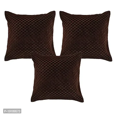 Zesture Premium Embossed Velvet Pixel Design 6 Piece Diwan Set -(1 Single Bedsheet, 3 Cushions, 2 Bolster Covers) (Brown)-thumb2