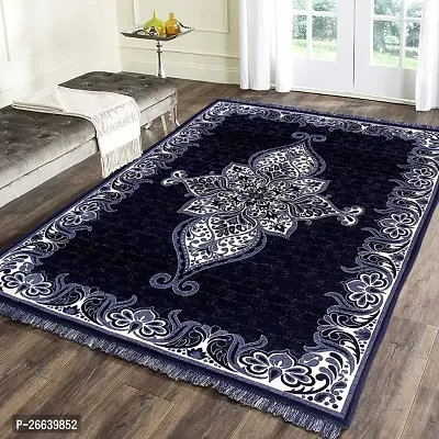 Designer Navy Blue Chenille Carpets Pack Of 2-thumb0