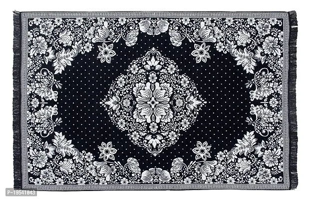 Zesture 6D Velvet Chenille Floral Design Multipurpose Modern Carpets for Living Room Carpet Rug Runner and Carpets for Bedroom/Living Area/Home with Anti Slip (4.5x6 ft. Rust-Black)-thumb2