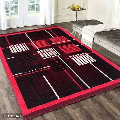 Braids Geometric Traditional Rug (Red, Black, Chenille, Chenille, 3 x 5 ft)