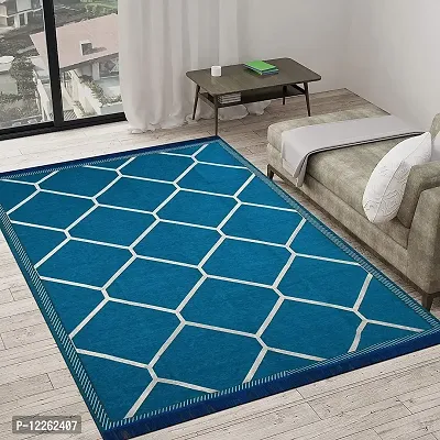 Zesture Bring Home chennille Jacquard Weaved Geometrical Chenille Multipurpose Area Rug (4.5 ft x 6 ft, Aqua)