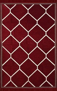 Zesture Premium Jacquard Weaved Geometrical Chenille Multipurpose Area Rug (4.5 ft x 6 ft, Maroon)-thumb1