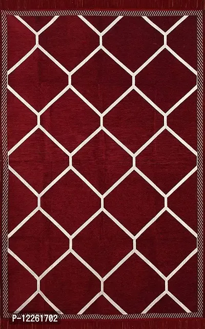 Zesture Premium Jacquard Weaved Geometrical Chenille Multipurpose Area Rug (4.5 ft x 6 ft, Maroon)-thumb2