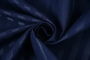Zesture Luxurious Satin Stripe Alora Collection Microfiber 8 Piece Diwan Set -1 Single Bedsheet , 5 Cushions , 2 Bolster Covers (Sapphire Blue)-thumb1