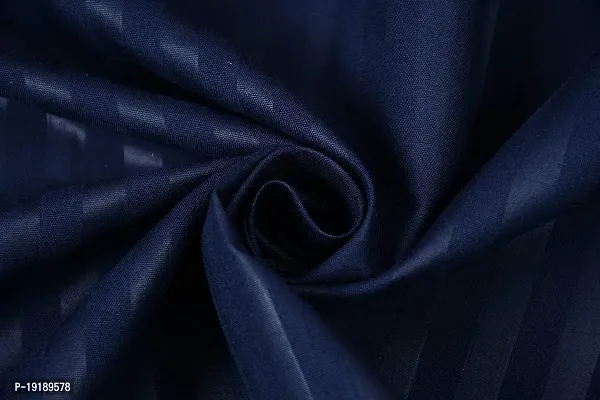 Zesture Luxurious Satin Stripe Alora Collection Microfiber 8 Piece Diwan Set -1 Single Bedsheet , 5 Cushions , 2 Bolster Covers (Sapphire Blue)-thumb2