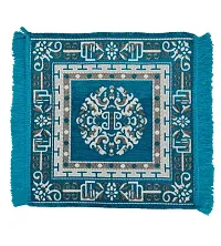 Zesture 2x2 Ft Velvet Prayer Mat Premium Meditation  Pooja Rug -Aqua_4-thumb4