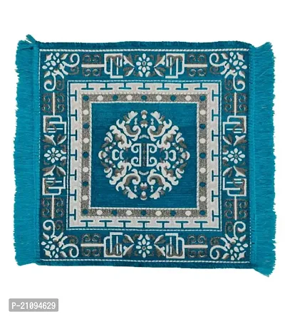 Zesture 2x2 Ft Velvet Prayer Mat Premium Meditation  Pooja Rug -Aqua_4-thumb5