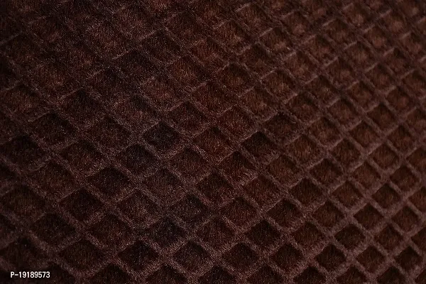 Zesture Premium Embossed Velvet Pixel Design 6 Piece Diwan Set -(1 Single Bedsheet, 3 Cushions, 2 Bolster Covers) (Brown)-thumb5
