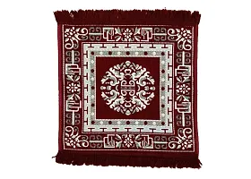 Zesture 2x2 Ft Velvet Prayer Mat, Premium Meditation  Pooja Rug -Maroon, 3-thumb4