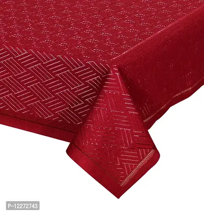 Zesture Premium Weaved Heat Resistant Geometric Net Fabric Table Cover (Center Table Cover, Maroon)-thumb2