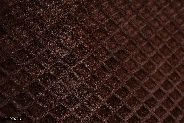 Zesture Premium Embossed Velvet Pixel Design 6 Piece Diwan Set -(1 Single Bedsheet, 3 Cushions, 2 Bolster Covers) (Brown)-thumb5