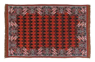 Zesture 6D Velvet Chenille Floral Design Multipurpose Modern Carpets for Living Room Carpet Rug Runner and Carpets for Bedroom/Living Area/Home with Anti Slip (5x7 ft. Rust-Black)-thumb1