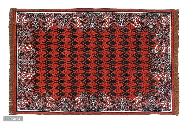Zesture 6D Velvet Chenille Floral Design Multipurpose Modern Carpets for Living Room Carpet Rug Runner and Carpets for Bedroom/Living Area/Home with Anti Slip (5x7 ft. Rust-Black)-thumb2