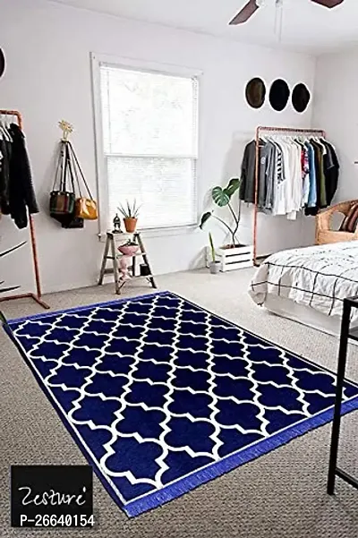 Designer Blue Chenille Carpets Pack Of 2