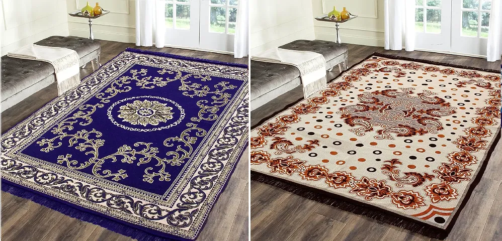 Combo Of 2- Designer Multicoloured Woven Jute Cotton Carpets VOL 2