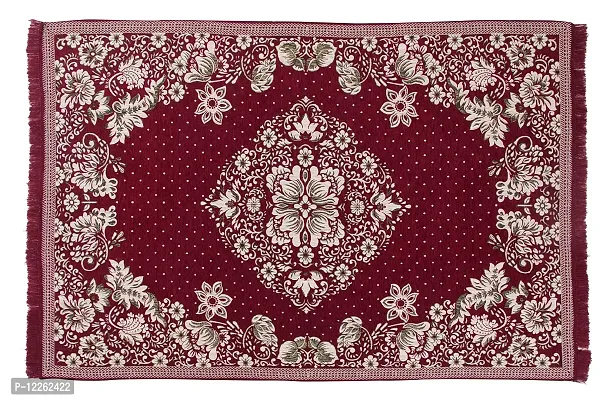 Braids Zesture Home 6D Floral Design Brown Multipurpose Living Room, Bedroom, Kitchen, Picnic, Praying Modern Carpet/Area Rug/dhurrie -138 cms x 183 cms, (Maroon)-thumb2