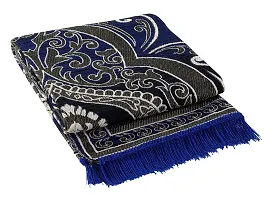 Zesture Bring Home Premium Chenille Jacquard Weaved Floral Carpet/Area Rug, 5 ft x 6 ft (Navy Blue-Black)-thumb2