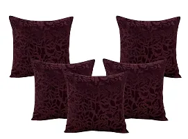 Zesture Premium 3D Embossed Cushion Covers 16 inch x 16 inch, Set of 5, (Brown)-thumb1