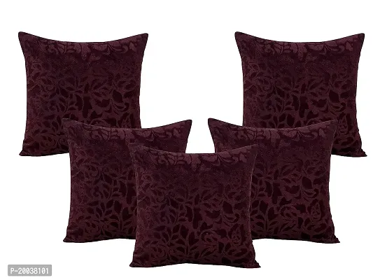 Zesture Premium 3D Embossed Cushion Covers 16 inch x 16 inch, Set of 5, (Brown)-thumb2