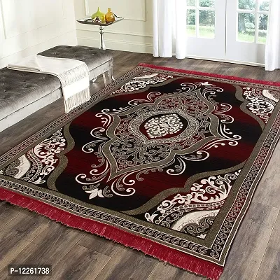 Zesture Bring Home Floral Traditional Rug (Mehroon, Black, Chenille, Standard)-thumb0