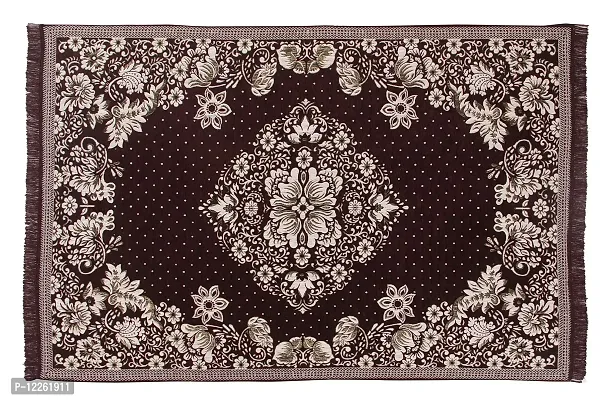 Braids Zesture Home Chenille 6D Floral Design Multipurpose Praying Modern Carpet -Brown 138 cm x 183 cm-thumb2