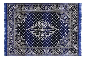 Zesture Bring Home Premium Chenille Floral Jacquard Weaved Area Rug (5 ft x 6 ft, Navy Blue-Black)-thumb1