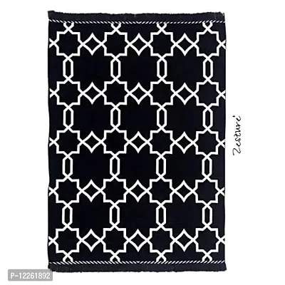 Zesture Premium Flat Weave Geometric Collection Multipurpose Living Room Bedroom Area Rug Carpet dhurrey with Tassles (4.5 FT x FT, Wine)-thumb2