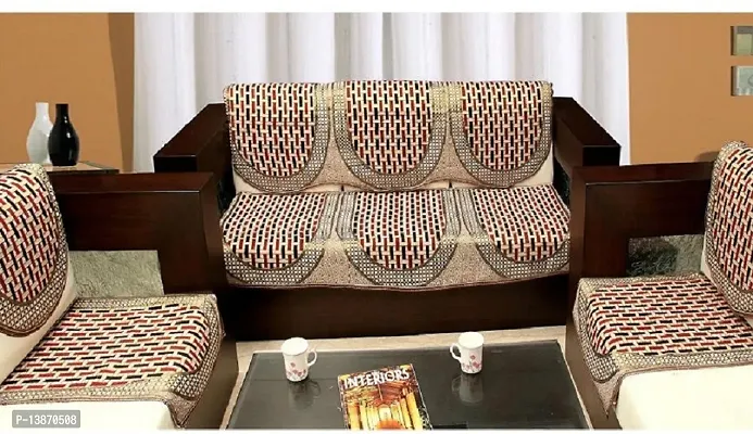 Comfortable Jacquard Checked Sofa Covers-6 Pieces Set-thumb0