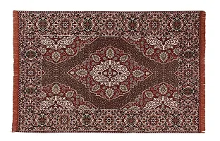 Zesture Bring Home Vintage Persian Design Jacquard Weaved Foldable Chenille Multipurpose Living Room Carpet, Area Rug, dhurrie (Maroon, 3 x 5)-thumb1