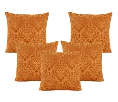 Zesture Premium 3D Embossed Cushion Covers Set of 5 - 40 cms x 40 cms (Rust)-thumb1