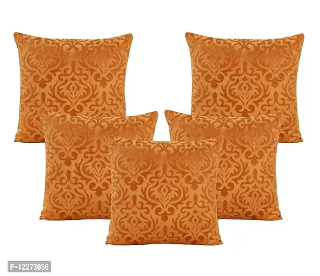 Zesture Premium 3D Embossed Cushion Covers Set of 5 - 40 cms x 40 cms (Rust)-thumb2