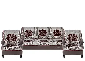 Zesture Bring Home Weaved Floral Rose Design 6 Piece Sofa and Chair Cover Set -5 Seater,Multicolor-thumb1