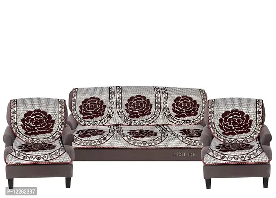 Zesture Bring Home Weaved Floral Rose Design 6 Piece Sofa and Chair Cover Set -5 Seater,Multicolor-thumb2