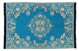 Zesture 6D Velvet Chenille Floral Design Multipurpose Modern Carpets for Living Room Carpet Rug Runner and Carpets for Bedroom/Living Area/Home with Anti Slip (4.5x6 ft. Aqua)-thumb1
