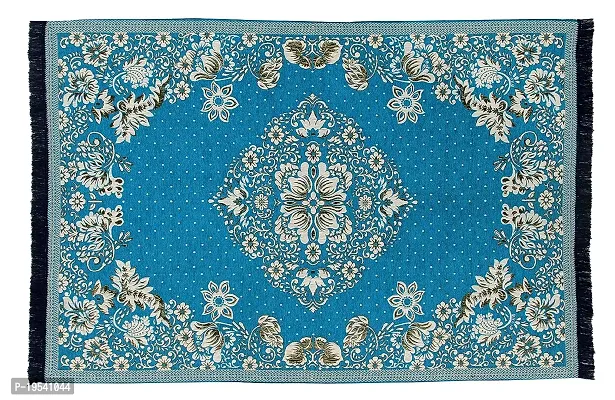 Zesture 6D Velvet Chenille Floral Design Multipurpose Modern Carpets for Living Room Carpet Rug Runner and Carpets for Bedroom/Living Area/Home with Anti Slip (4.5x6 ft. Aqua)-thumb2