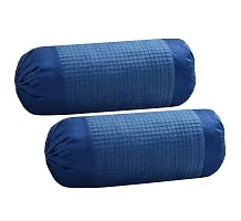 Zesture Premium Suede Quilted Fabric Single Bedsheet 3 Cushion Cover,  Bolster Cover Set of 2, Diwan Set Pillows 3 with Bolster 2  (Diwan Set-(1 +2+3) Blue-thumb3