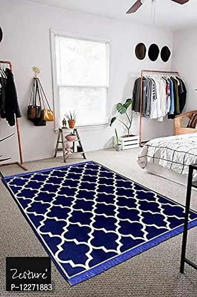 Zesture Premium Flat Weaved Velvet Touch chennile Living Room Bedroom Kitchen Carpet and Area Rug-thumb0