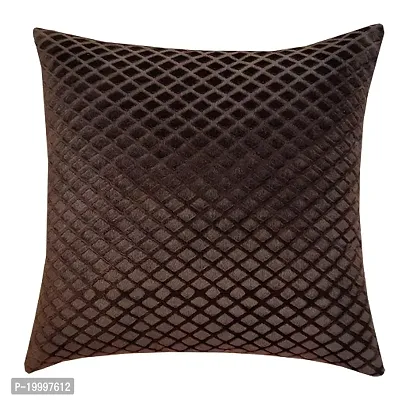 Zesture Premium Embossed Velvet Pixel Design 6 Piece Diwan Set -(1 Single Bedsheet, 3 Cushions, 2 Bolster Covers) (Brown)-thumb3
