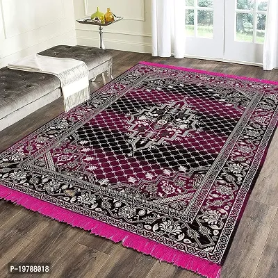Zesture Bring Home Chenille Carpet Rug Runner for living Room and Carpets for Home Bedroom/Living Area/Home with Anti Slip Backing (Black, 5 Feet x 6 Feet) Pink-thumb0