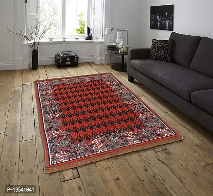 Zesture 6D Velvet Chenille Floral Design Multipurpose Modern Carpets for Living Room Carpet Rug Runner and Carpets for Bedroom/Living Area/Home with Anti Slip (5x7 ft. Rust-Black)-thumb0