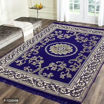 Zesture Home Polycotton Floral Design Multipurpose Living Room Bedroom Kitchen Temple Picnic Carpet , Rug , Mat ,Dhurries - (4.5 feet x 6 feet, Blue)