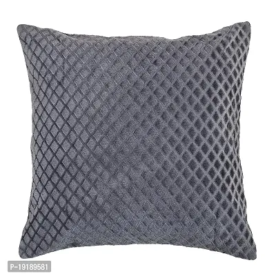 Zesture Premium Embossed Velvet Pixel Design 6 Piece Diwan Set -(1 Single Bedsheet, 3 Cushions, 2 Bolster Covers) (Diwan Set (1+2+3), Space Grey)-thumb3