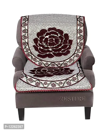 Zesture Bring Home Weaved Floral Rose Design 6 Piece Sofa and Chair Cover Set -5 Seater,Multicolor-thumb3