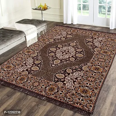 Zesture Bring Home Vintage Persian Design Jacquard Weaved Foldable Chenille Multipurpose Living Room Carpet, Area Rug, dhurrie- (Brown, 4 x 6)