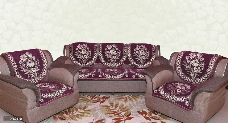 Braids Cotton Premium Home Jacquard Weaved 5 Seater Sofa and Chair Cover Set (Multicolour, Standard) - 6 Piece