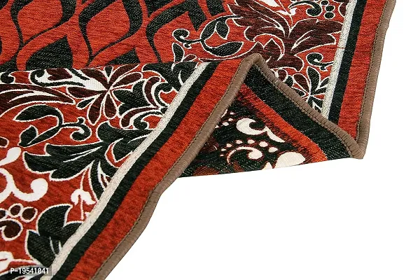 Zesture 6D Velvet Chenille Floral Design Multipurpose Modern Carpets for Living Room Carpet Rug Runner and Carpets for Bedroom/Living Area/Home with Anti Slip (5x7 ft. Rust-Black)-thumb4