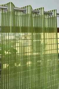 Zesture Decor Polyester Premium Sheer Tree Printed Net Transparent Pack of 3 Curtains for 7 Feet, Green-thumb1