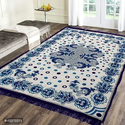 Braids Zesture Polycotton Abstract Design Multipurpose Foldable Modern Carpet - (4.5 ft x 6 ft, Aqua Blue)