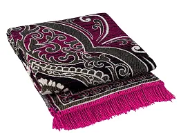 Zesture Bring Home Premium Chenille Jacquard Weaved Floral Carpet, Area Rug, 5 ft x 6 ft (Pink-Black)-thumb2