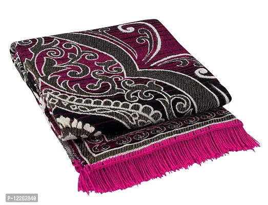 Zesture Bring Home Premium Chenille Jacquard Weaved Floral Carpet, Area Rug, 5 ft x 6 ft (Pink-Black)-thumb3